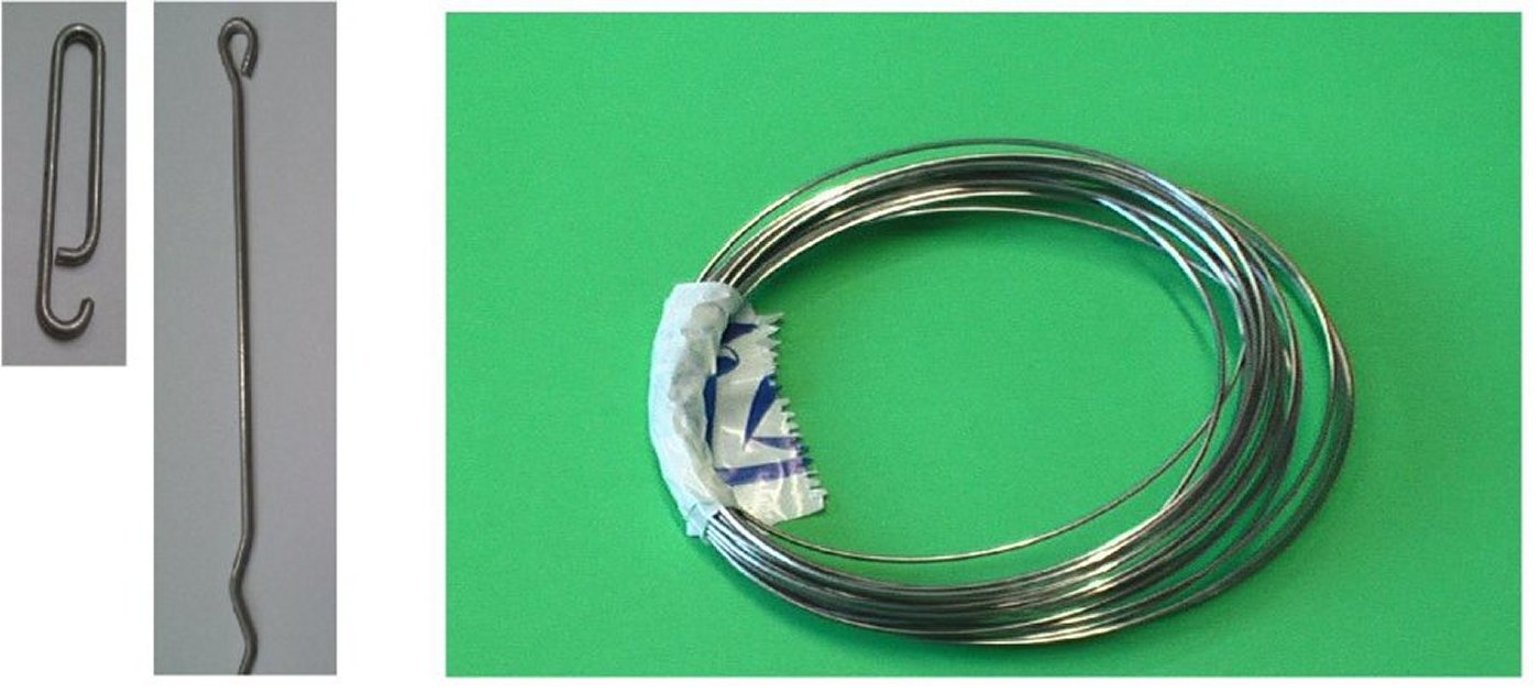 Hooks for leads, long tail, stainless wire